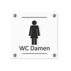 WC Schild Damen Design G | 15 cm x 15 cm Glas | Weiß, Schwarz, Anthrazit | mit / ohne Abstandshaltern