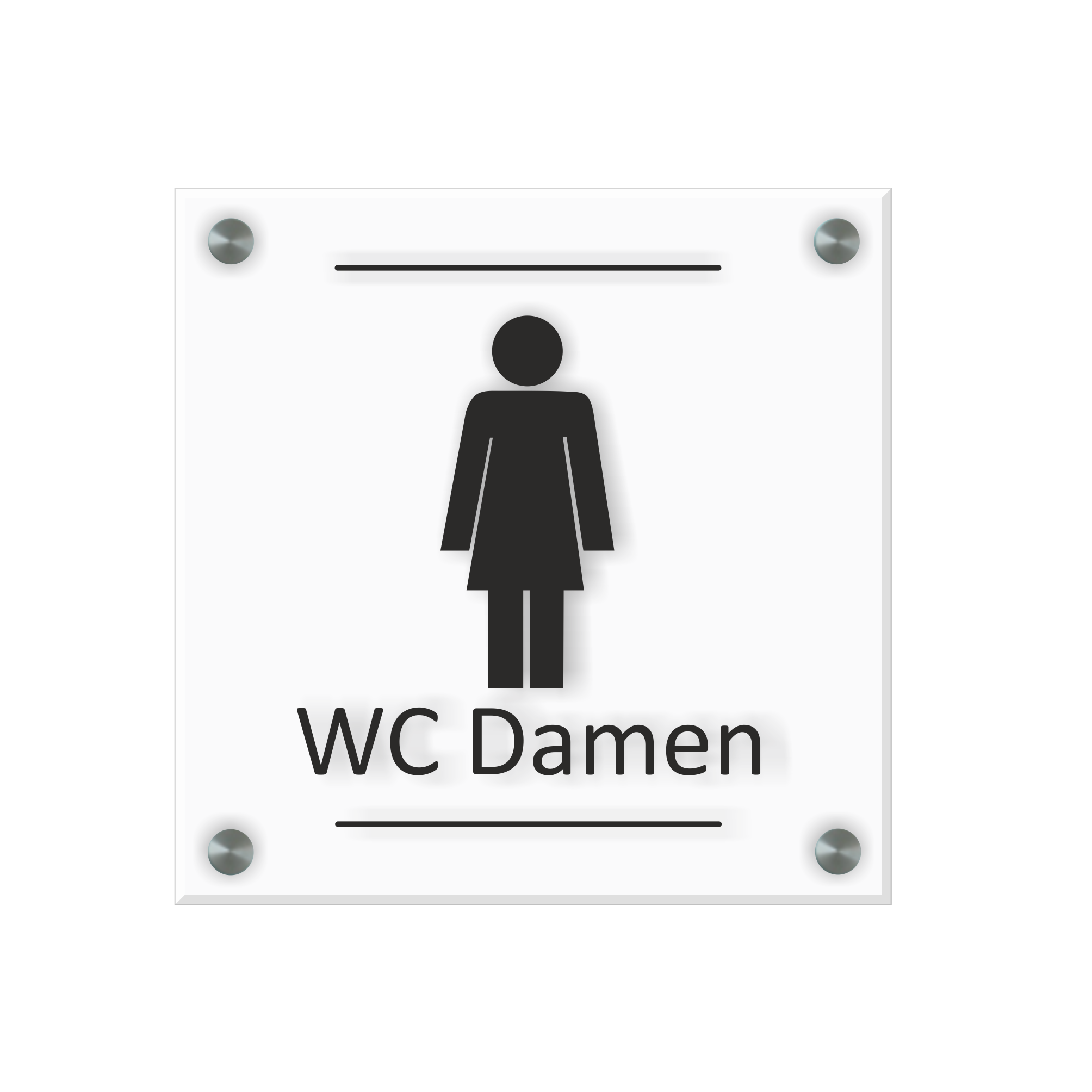WC Schild Damen Design G | 15 cm x 15 cm Glas | Weiß, Schwarz, Anthrazit | mit / ohne Abstandshaltern