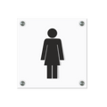 WC Schild Damen Design H | 15 cm x 15 cm Glas | Weiß, Schwarz, Anthrazit  | mit / ohne Abstandshaltern