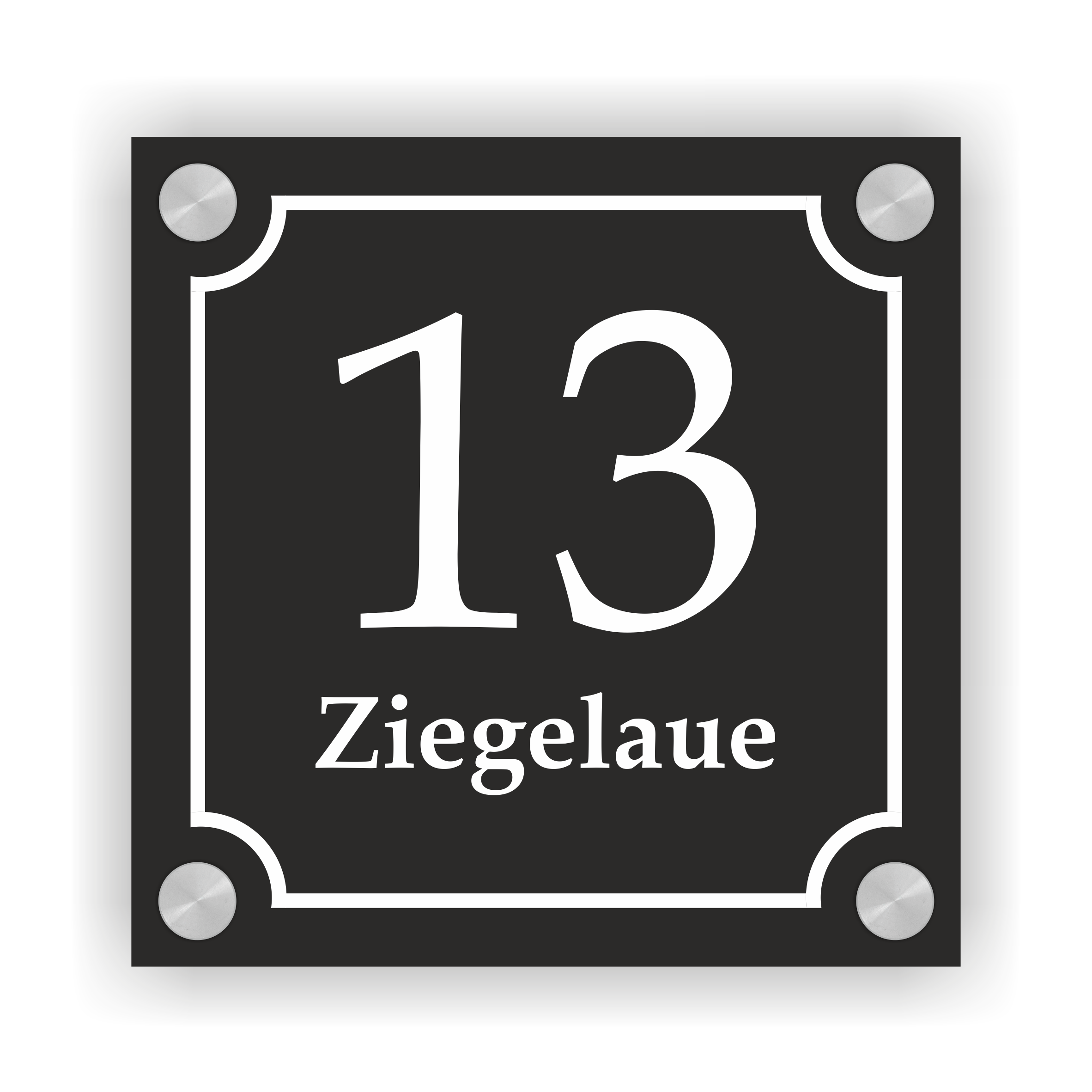 Hausnummernschild Alu-Verbund 2 mm (15 × 15 cm) | Abstandshaltern  | Bohrungen