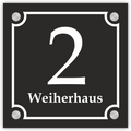 Hausnummernschild Alu-Verbund (20  ×  20 cm) | blau, grün, rot, schwarz, weiß