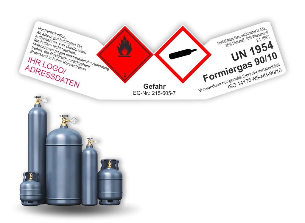 Formiergas UN 1954 | Gefahrgut Kennzeichnung Aufkleber | ADR & DIN EN ISO | Personalisierung