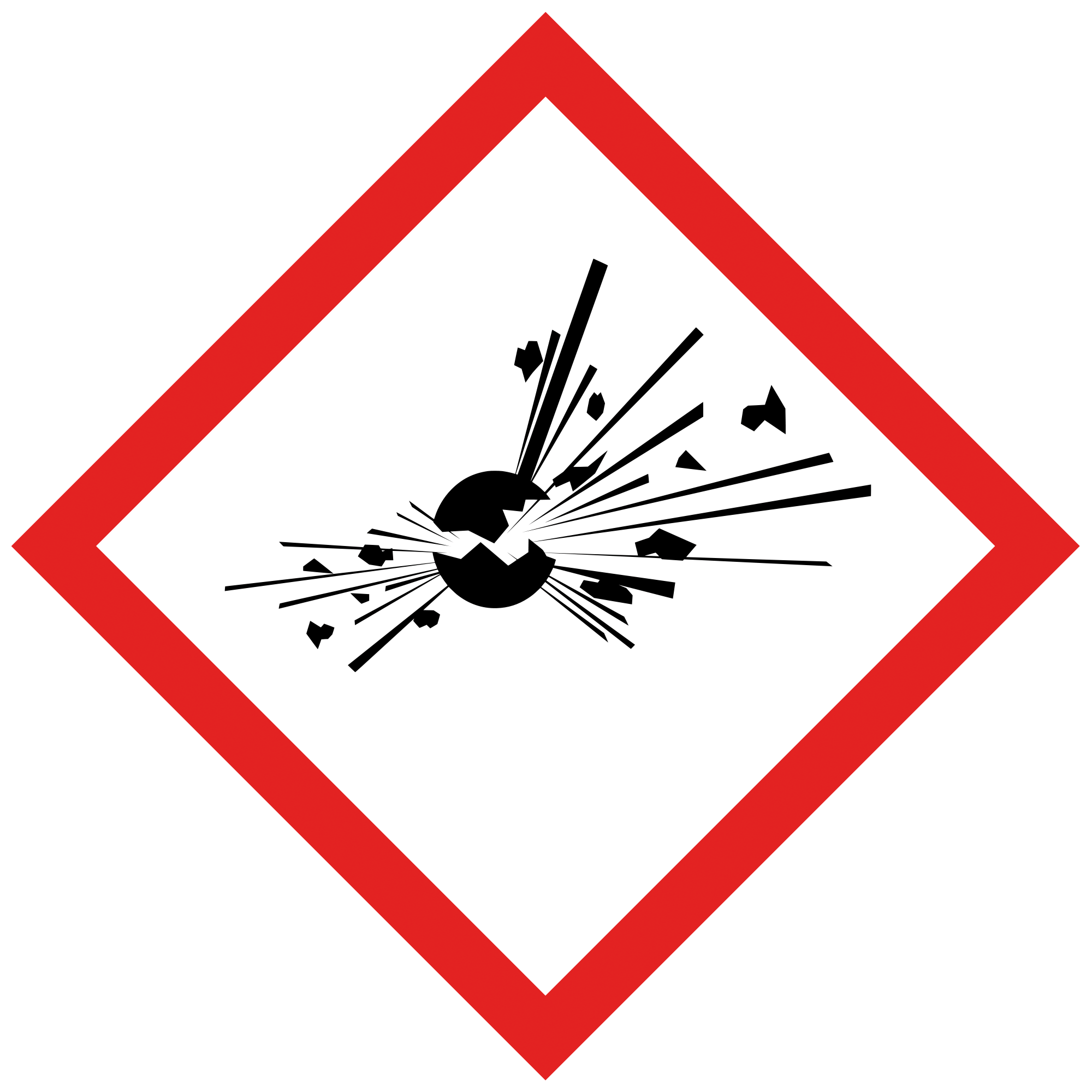 Gefahrstoffsymbol GHS 01 „Explosiv“ GHS01 |  Nitroglycerin, Organische Peroxide, Selbstzersetzliche Stoffe und Gemische  | CLP Gefahrgut Kennzeichnung