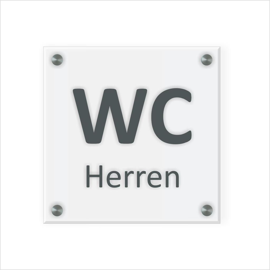WC Schild Herren Design A | 15 cm x 15 cm Glas | Weiß, Schwarz, Anthrazit  | mit / ohne Abstandshaltern - Bild 2