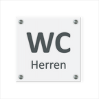 WC Schild Herren Design A | 15 cm x 15 cm Glas | Weiß, Schwarz, Anthrazit  | mit / ohne Abstandshaltern - Bild 2