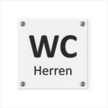 WC Schild Herren Design A | 15 cm x 15 cm Glas | Weiß, Schwarz, Anthrazit  | mit / ohne Abstandshaltern