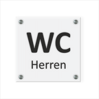 WC Schild Herren Design A | 15 cm x 15 cm Glas | Weiß, Schwarz, Anthrazit  | mit / ohne Abstandshaltern