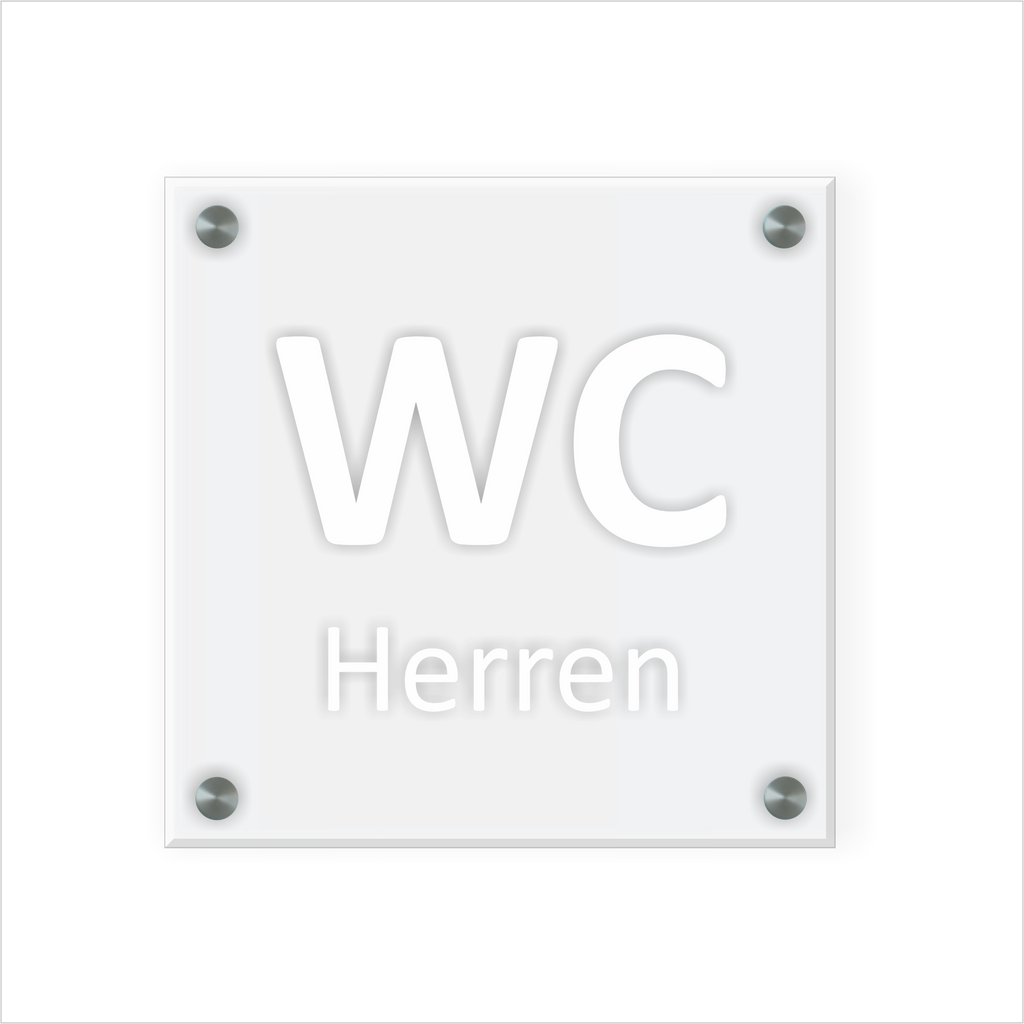 WC Schild Herren Design A | 15 cm x 15 cm Glas | Weiß, Schwarz, Anthrazit  | mit / ohne Abstandshaltern - Bild 3