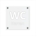 WC Schild Herren Design A | 15 cm x 15 cm Glas | Weiß, Schwarz, Anthrazit  | mit / ohne Abstandshaltern - Bild 3