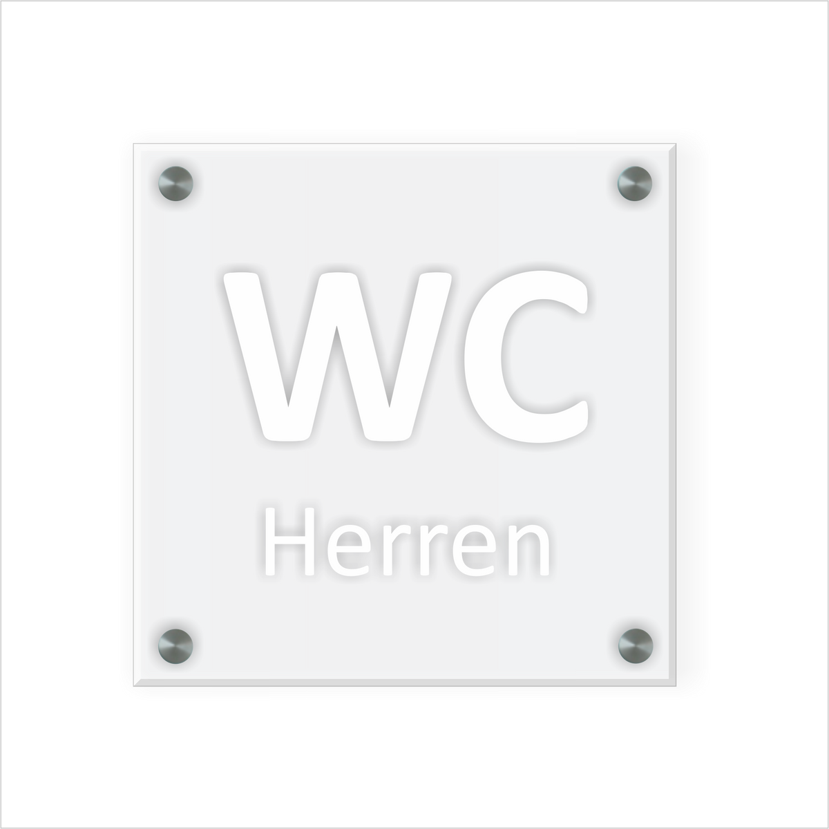 WC Schild Herren Design A | 15 cm x 15 cm Glas | Weiß, Schwarz, Anthrazit  | mit / ohne Abstandshaltern - Bild 3