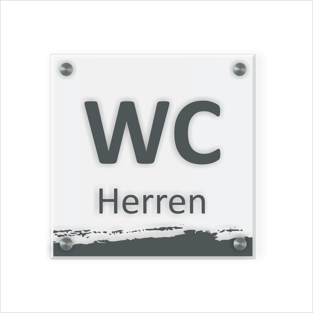 WC Schild Herren Design B | 15 cm x 15 cm Glas | Weiß, Schwarz, Anthrazit | mit / ohne Abstandshaltern - Bild 2