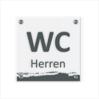 WC Schild Herren Design B | 15 cm x 15 cm Glas | Weiß, Schwarz, Anthrazit | mit / ohne Abstandshaltern - Bild 2