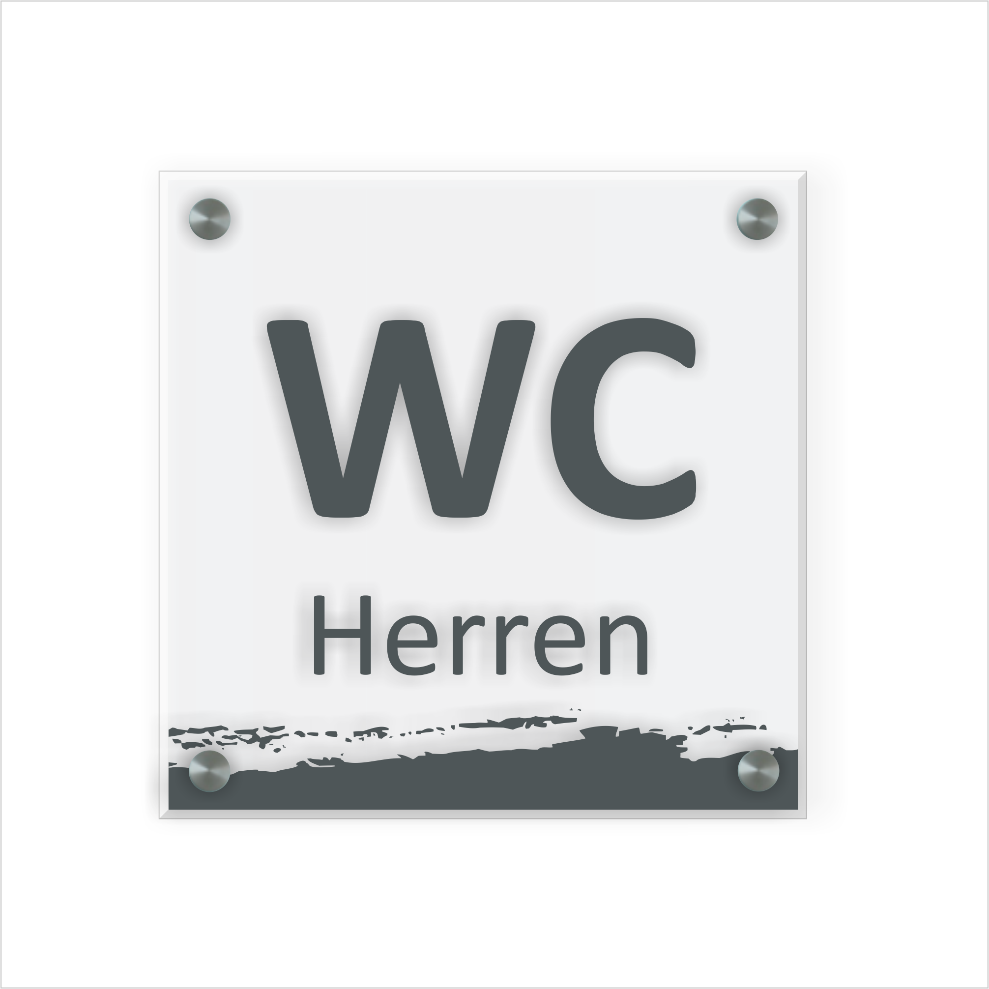 WC Schild Herren Design B | 15 cm x 15 cm Glas | Weiß, Schwarz, Anthrazit | mit / ohne Abstandshaltern - Bild 2