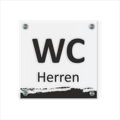 WC Schild Herren Design B | 15 cm x 15 cm Glas | Weiß, Schwarz, Anthrazit | mit / ohne Abstandshaltern