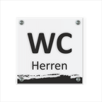 WC Schild Herren Design B | 15 cm x 15 cm Glas | Weiß, Schwarz, Anthrazit | mit / ohne Abstandshaltern