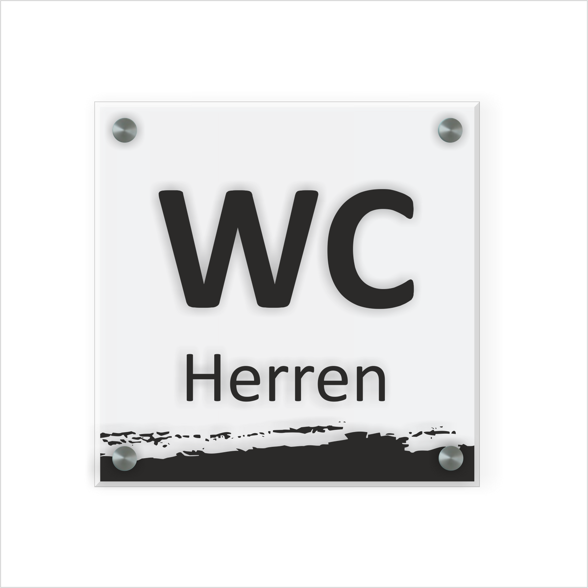 WC Schild Herren Design B | 15 cm x 15 cm Glas | Weiß, Schwarz, Anthrazit | mit / ohne Abstandshaltern