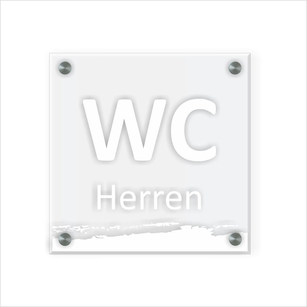 WC Schild Herren Design B | 15 cm x 15 cm Glas | Weiß, Schwarz, Anthrazit | mit / ohne Abstandshaltern - Bild 3