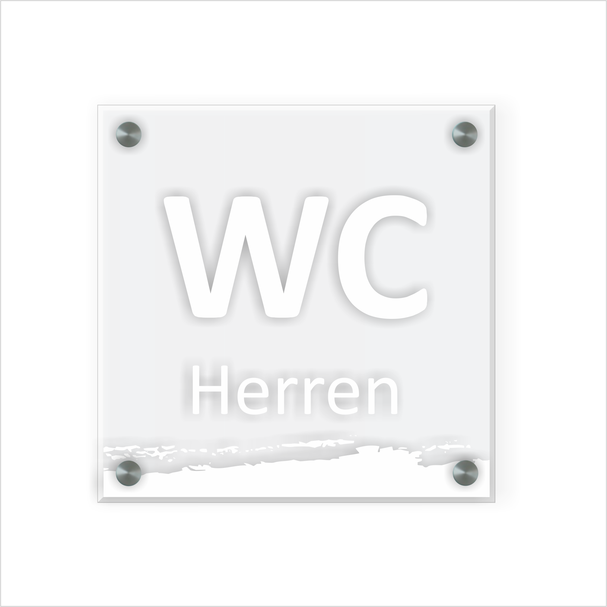 WC Schild Herren Design B | 15 cm x 15 cm Glas | Weiß, Schwarz, Anthrazit | mit / ohne Abstandshaltern - Bild 3