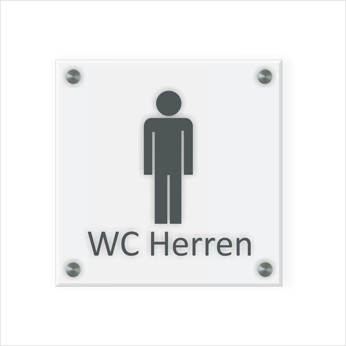 WC Schild Herren Design E | 15 cm x 15 cm Glas | Weiß, Schwarz, Anthrazit | mit / ohne Abstandshaltern - Bild 2