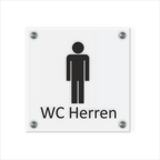 WC Schild Herren Design E | 15 cm x 15 cm Glas | Weiß, Schwarz, Anthrazit | mit / ohne Abstandshaltern