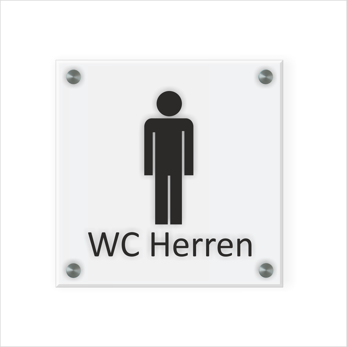 WC Schild Herren Design E | 15 cm x 15 cm Glas | Weiß, Schwarz, Anthrazit | mit / ohne Abstandshaltern