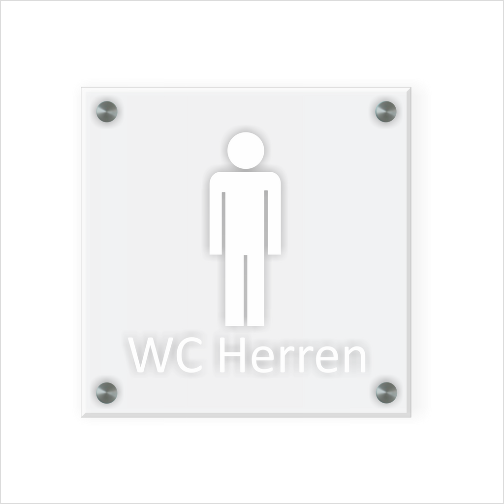 WC Schild Herren Design E | 15 cm x 15 cm Glas | Weiß, Schwarz, Anthrazit | mit / ohne Abstandshaltern - Bild 3