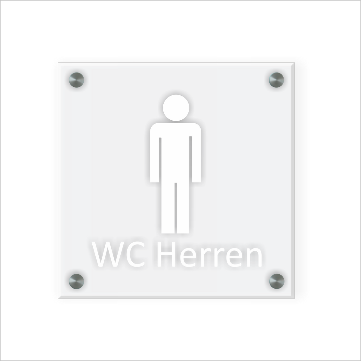 WC Schild Herren Design E | 15 cm x 15 cm Glas | Weiß, Schwarz, Anthrazit | mit / ohne Abstandshaltern - Bild 3