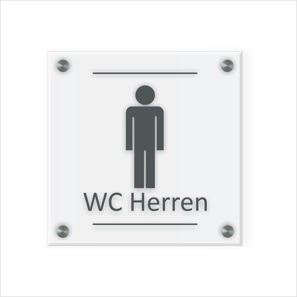WC Schild Herren Design G | 15 cm x 15 cm Glas | Weiß, Schwarz, Anthrazit  | mit / ohne Abstandshaltern - Bild 2