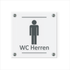 WC Schild Herren Design G | 15 cm x 15 cm Glas | Weiß, Schwarz, Anthrazit  | mit / ohne Abstandshaltern - Bild 2