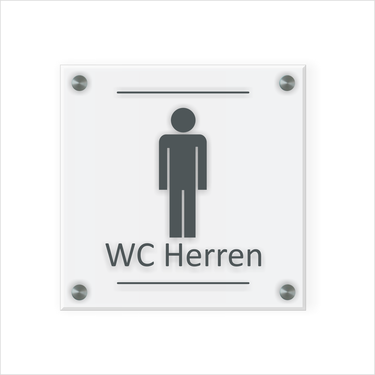 WC Schild Herren Design G | 15 cm x 15 cm Glas | Weiß, Schwarz, Anthrazit  | mit / ohne Abstandshaltern - Bild 2