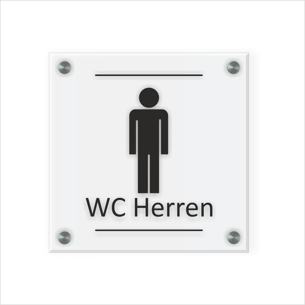 WC Schild Herren Design G | 15 cm x 15 cm Glas | Weiß, Schwarz, Anthrazit  | mit / ohne Abstandshaltern