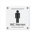 WC Schild Herren Design G | 15 cm x 15 cm Glas | Weiß, Schwarz, Anthrazit  | mit / ohne Abstandshaltern