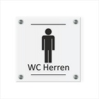 WC Schild Herren Design G | 15 cm x 15 cm Glas | Weiß, Schwarz, Anthrazit  | mit / ohne Abstandshaltern