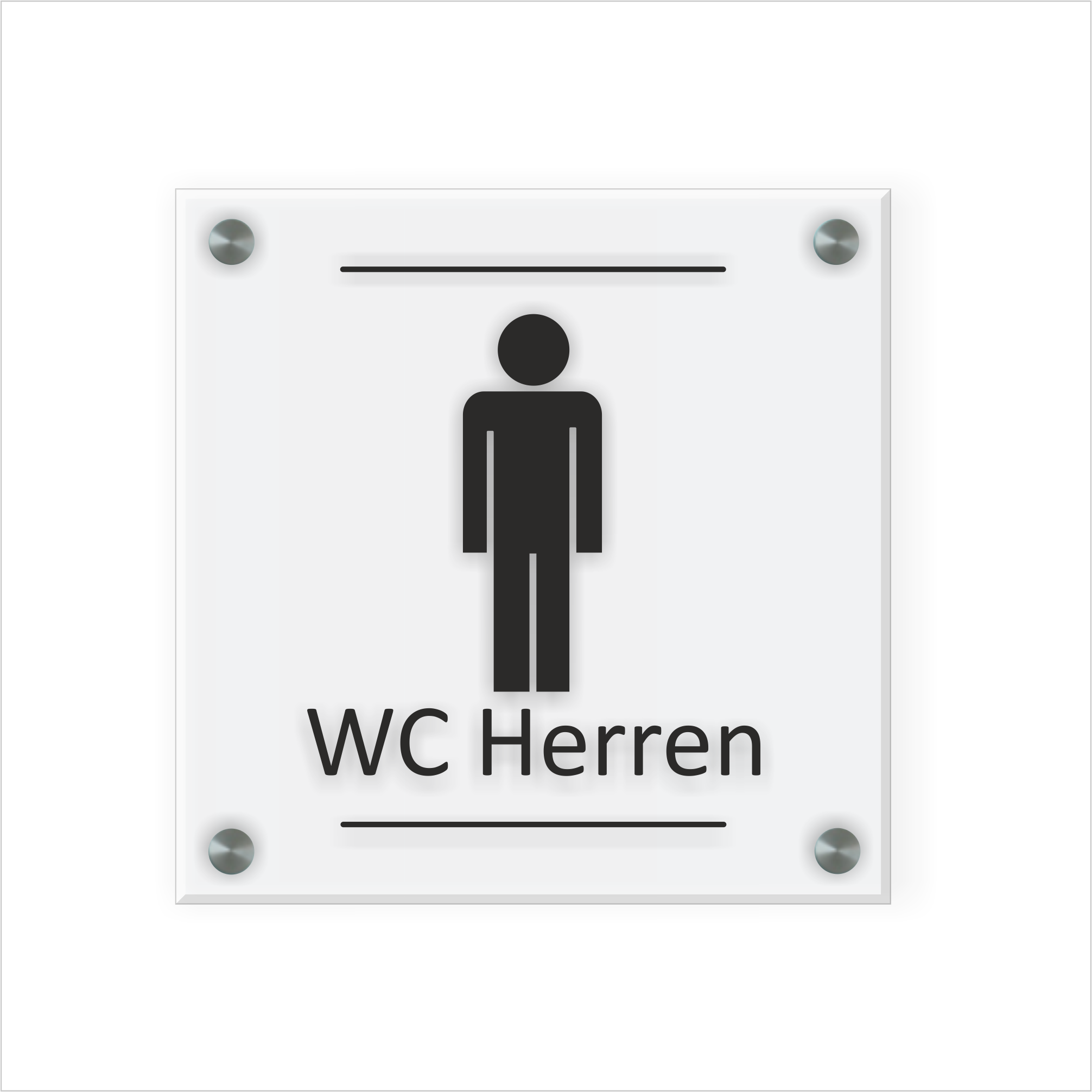 WC Schild Herren Design G | 15 cm x 15 cm Glas | Weiß, Schwarz, Anthrazit  | mit / ohne Abstandshaltern