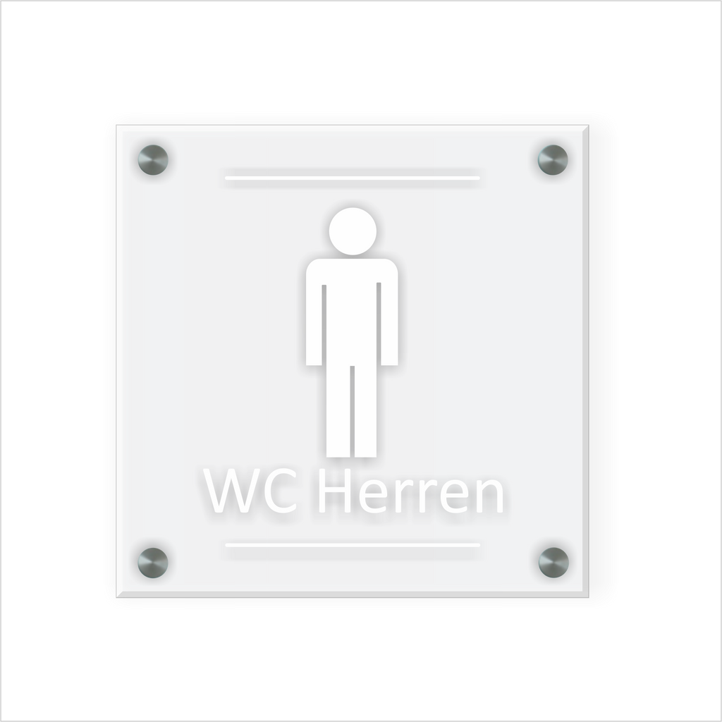 WC Schild Herren Design G | 15 cm x 15 cm Glas | Weiß, Schwarz, Anthrazit  | mit / ohne Abstandshaltern - Bild 3