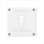 WC Schild Herren Design G | 15 cm x 15 cm Glas | Weiß, Schwarz, Anthrazit  | mit / ohne Abstandshaltern - Bild 3
