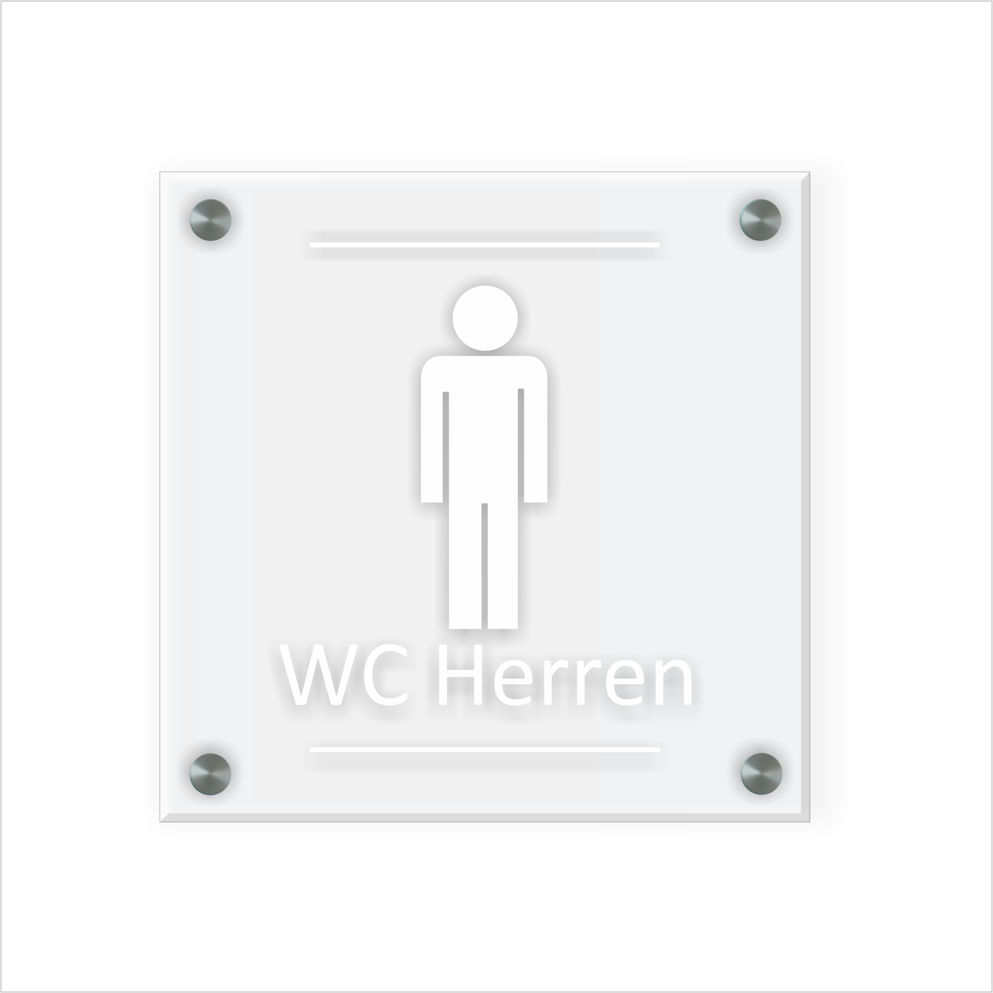 WC Schild Herren Design G | 15 cm x 15 cm Glas | Weiß, Schwarz, Anthrazit  | mit / ohne Abstandshaltern - Bild 3