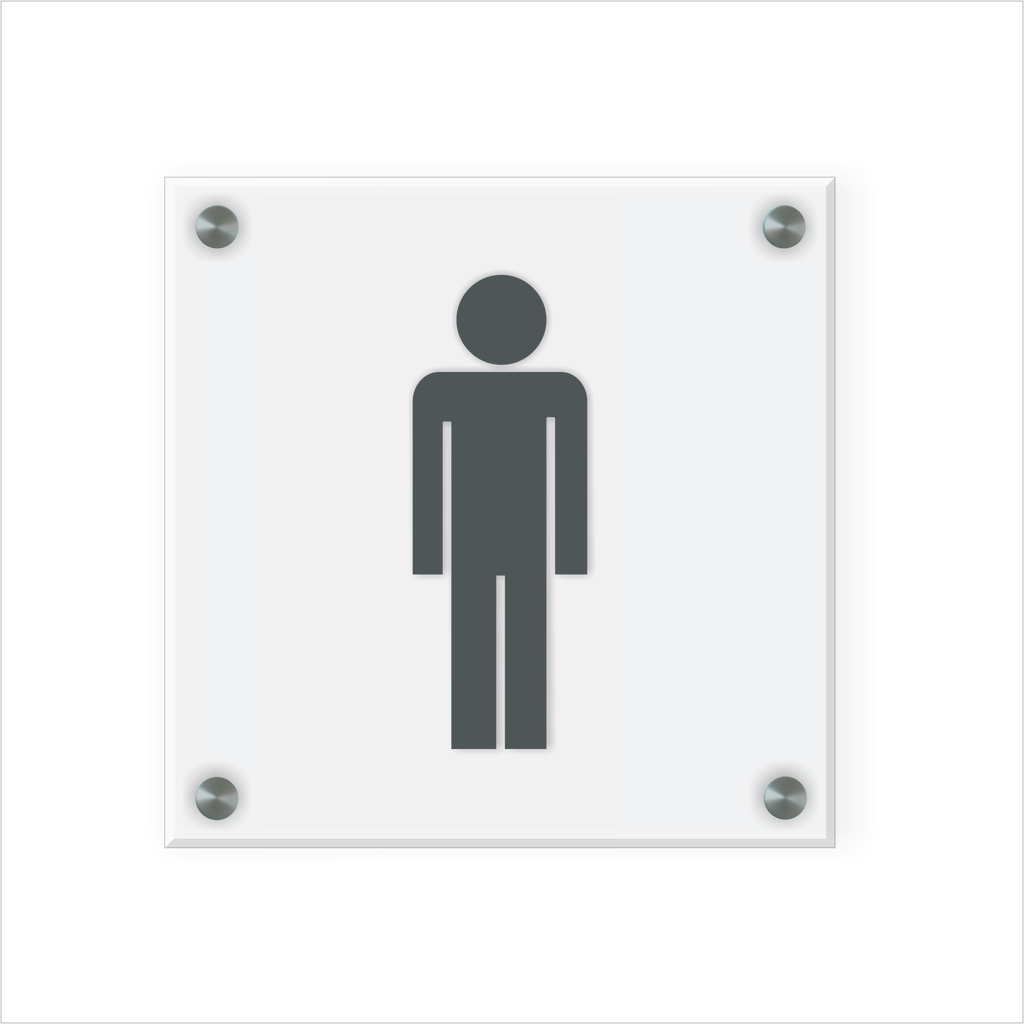 WC Schild Herren Design H | 15 cm x 15 cm Glas |  Weiß, Schwarz, Anthrazit  | mit / ohne Abstandshaltern - Bild 2
