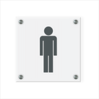 WC Schild Herren Design H | 15 cm x 15 cm Glas |  Weiß, Schwarz, Anthrazit  | mit / ohne Abstandshaltern - Bild 2
