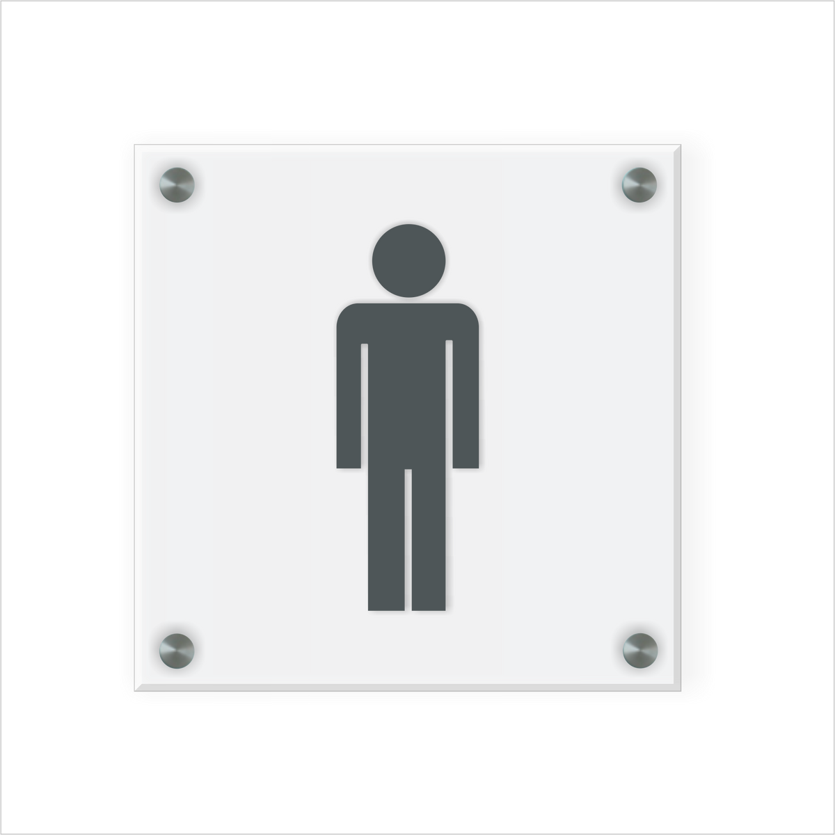 WC Schild Herren Design H | 15 cm x 15 cm Glas |  Weiß, Schwarz, Anthrazit  | mit / ohne Abstandshaltern - Bild 2