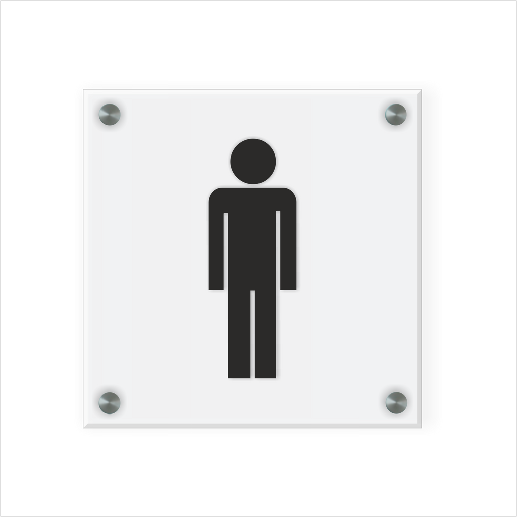 WC Schild Herren Design H | 15 cm x 15 cm Glas |  Weiß, Schwarz, Anthrazit  | mit / ohne Abstandshaltern