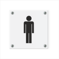 WC Schild Herren Design H | 15 cm x 15 cm Glas |  Weiß, Schwarz, Anthrazit  | mit / ohne Abstandshaltern