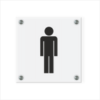 WC Schild Herren Design H | 15 cm x 15 cm Glas |  Weiß, Schwarz, Anthrazit  | mit / ohne Abstandshaltern