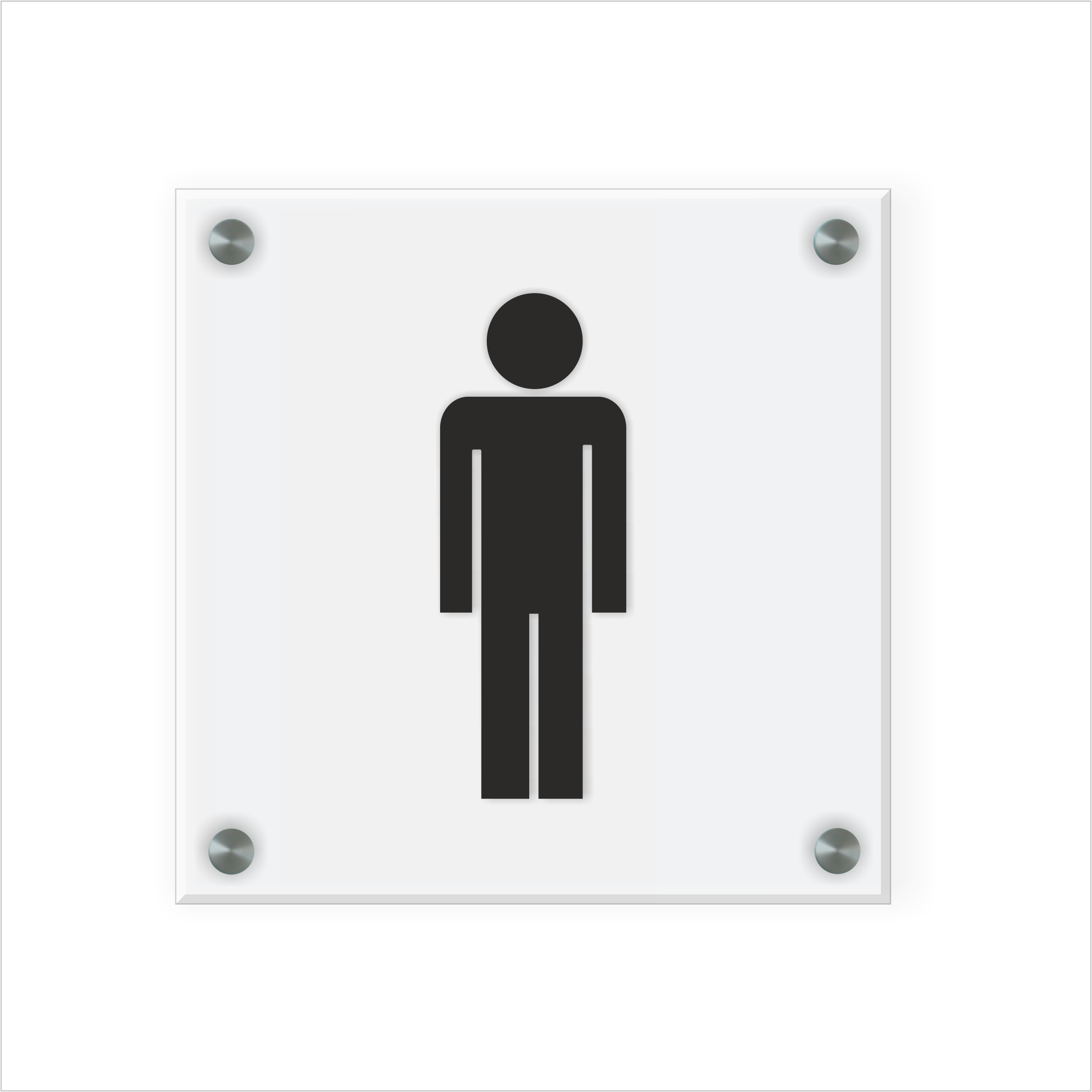 WC Schild Herren Design H | 15 cm x 15 cm Glas |  Weiß, Schwarz, Anthrazit  | mit / ohne Abstandshaltern