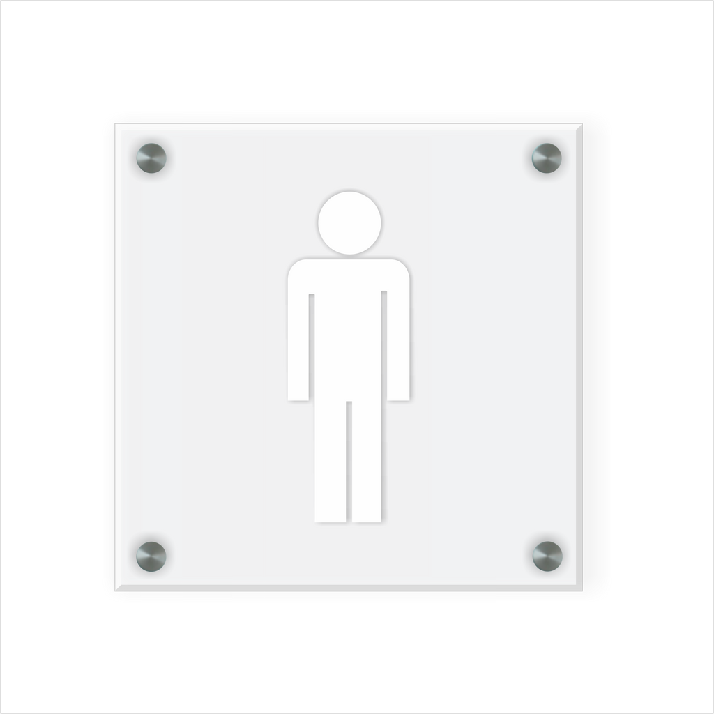 WC Schild Herren Design H | 15 cm x 15 cm Glas |  Weiß, Schwarz, Anthrazit  | mit / ohne Abstandshaltern - Bild 3
