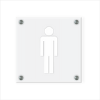 WC Schild Herren Design H | 15 cm x 15 cm Glas |  Weiß, Schwarz, Anthrazit  | mit / ohne Abstandshaltern - Bild 3