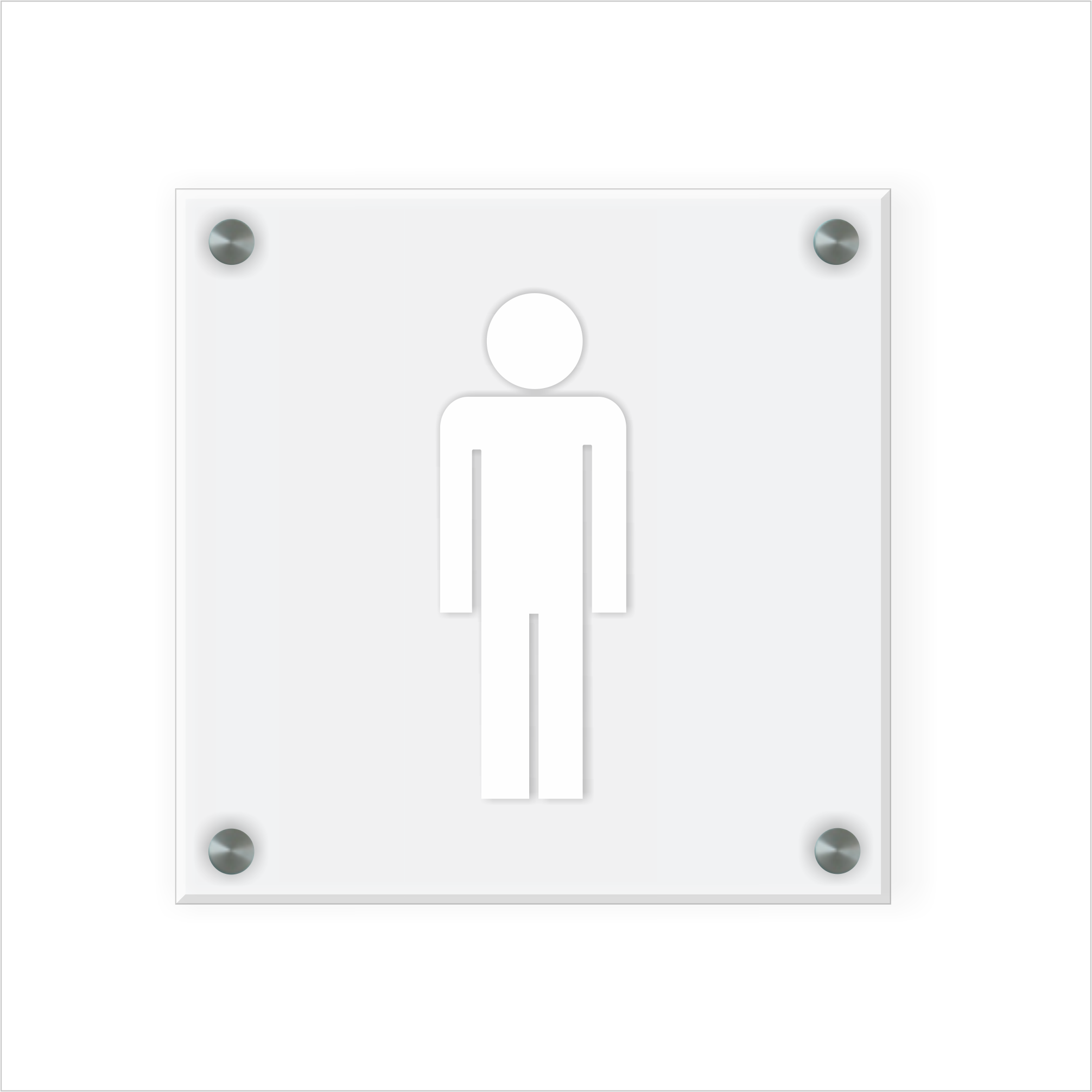 WC Schild Herren Design H | 15 cm x 15 cm Glas |  Weiß, Schwarz, Anthrazit  | mit / ohne Abstandshaltern - Bild 3