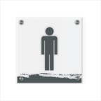 WC Schild Herren Design I | 15 cm x 15 cm Glas | Weiß, Schwarz, Anthrazit | mit / ohne Abstandshaltern - Bild 2