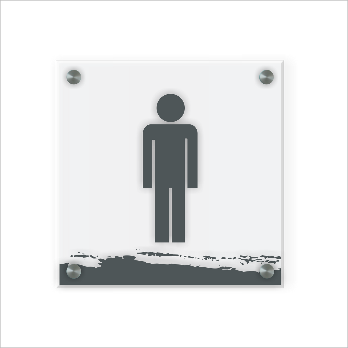 WC Schild Herren Design I | 15 cm x 15 cm Glas | Weiß, Schwarz, Anthrazit | mit / ohne Abstandshaltern - Bild 2