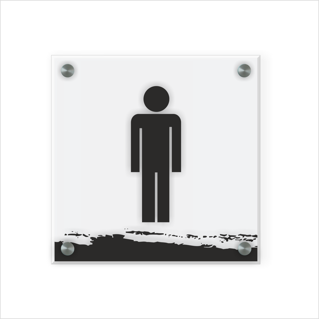 WC Schild Herren Design I | 15 cm x 15 cm Glas | Weiß, Schwarz, Anthrazit | mit / ohne Abstandshaltern